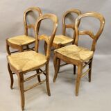 Set of 4 Louis Philippe straw chairs