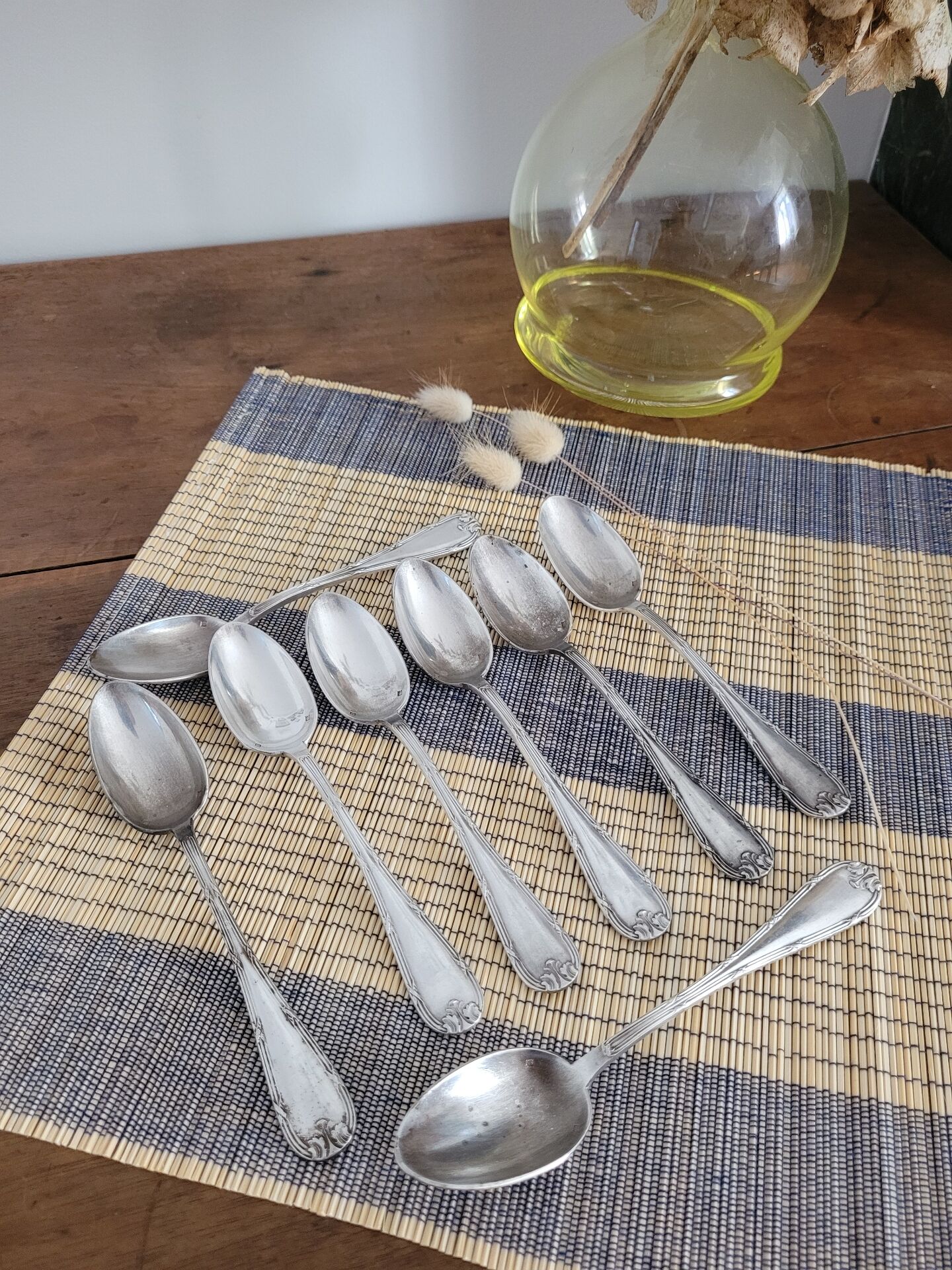 Set of 8 small silver spoons