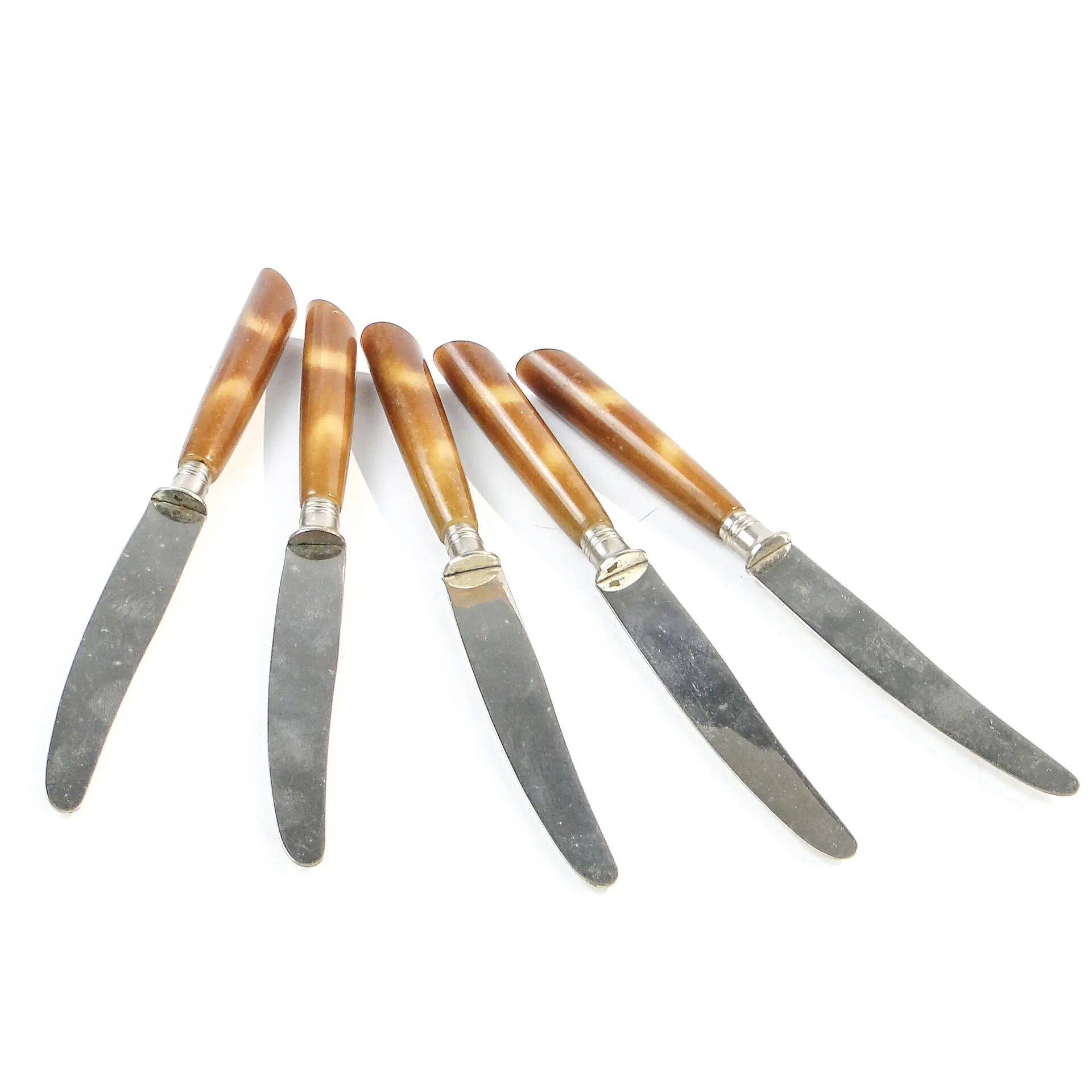 Set of knives, mid-century modern, brown bakelite, Sweden, 1950s