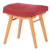 Mid-Century Stool in Upholstery and Beech, Slovakia, 1960s