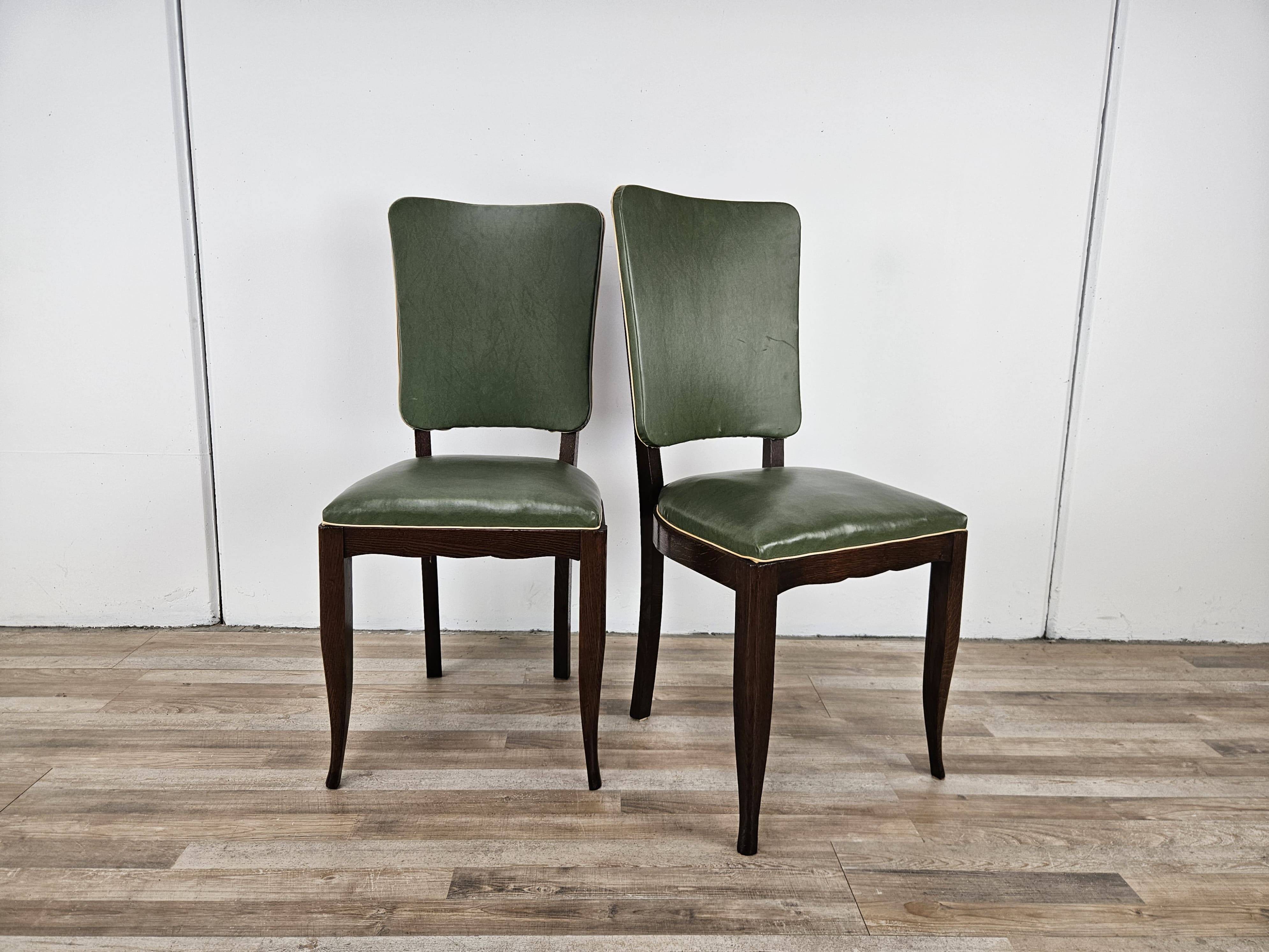 Set of 8 Art Decò oak dining chairs, 1950