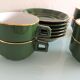 Suite of six green cups with saucers bistro /vintage style 60-70