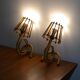 Pair of rattan wall lamps 70s Louis Sognot