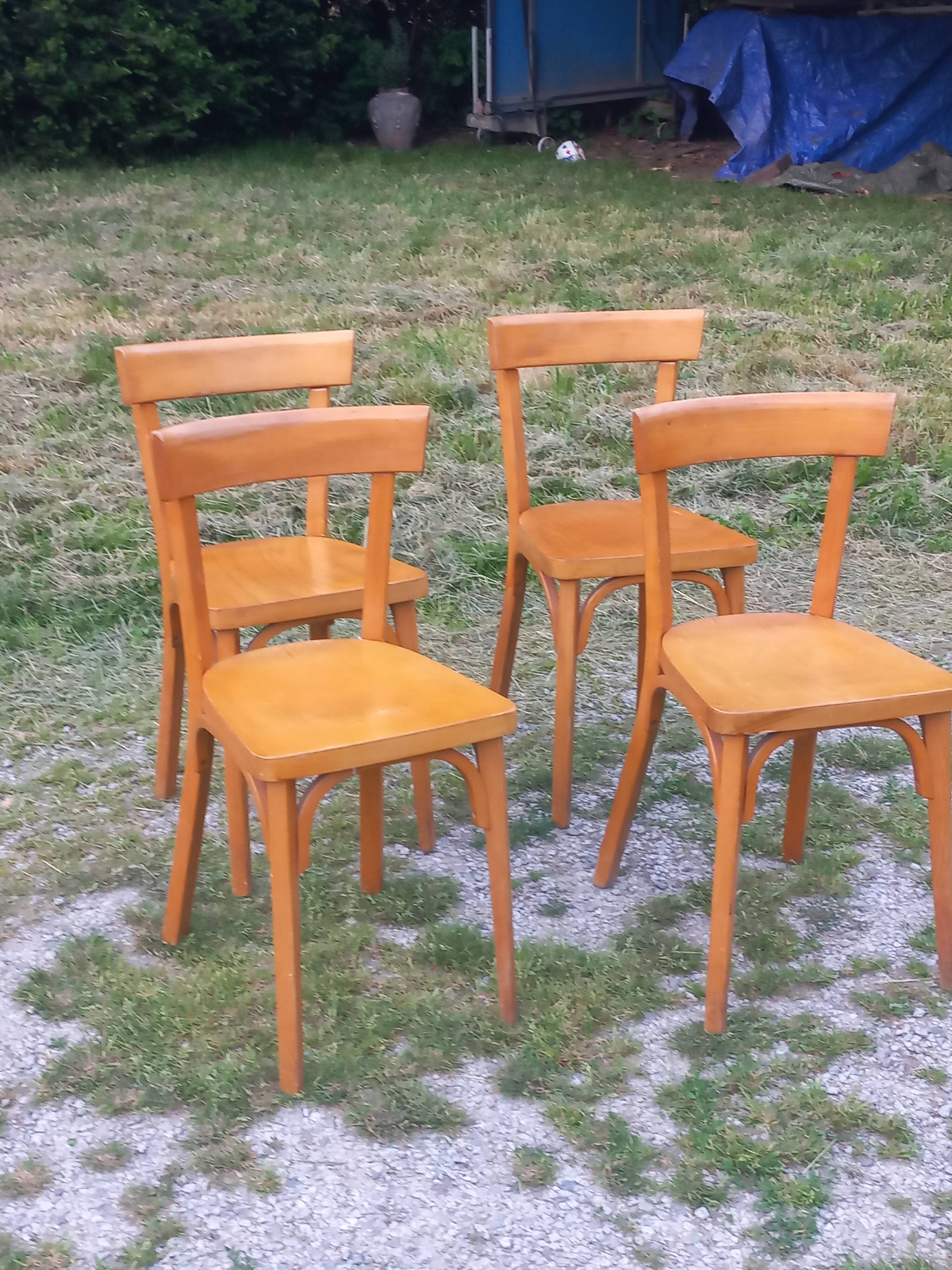 Set of 4 Baumann bistro chairs from the 1950s.