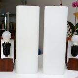 Pair of Louis Kalff opaline and teak wall lights from the 50s/60s
