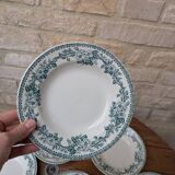 Ensemble de 9 anciennes assiettes plates modèle Guadeloupe Saint Amand