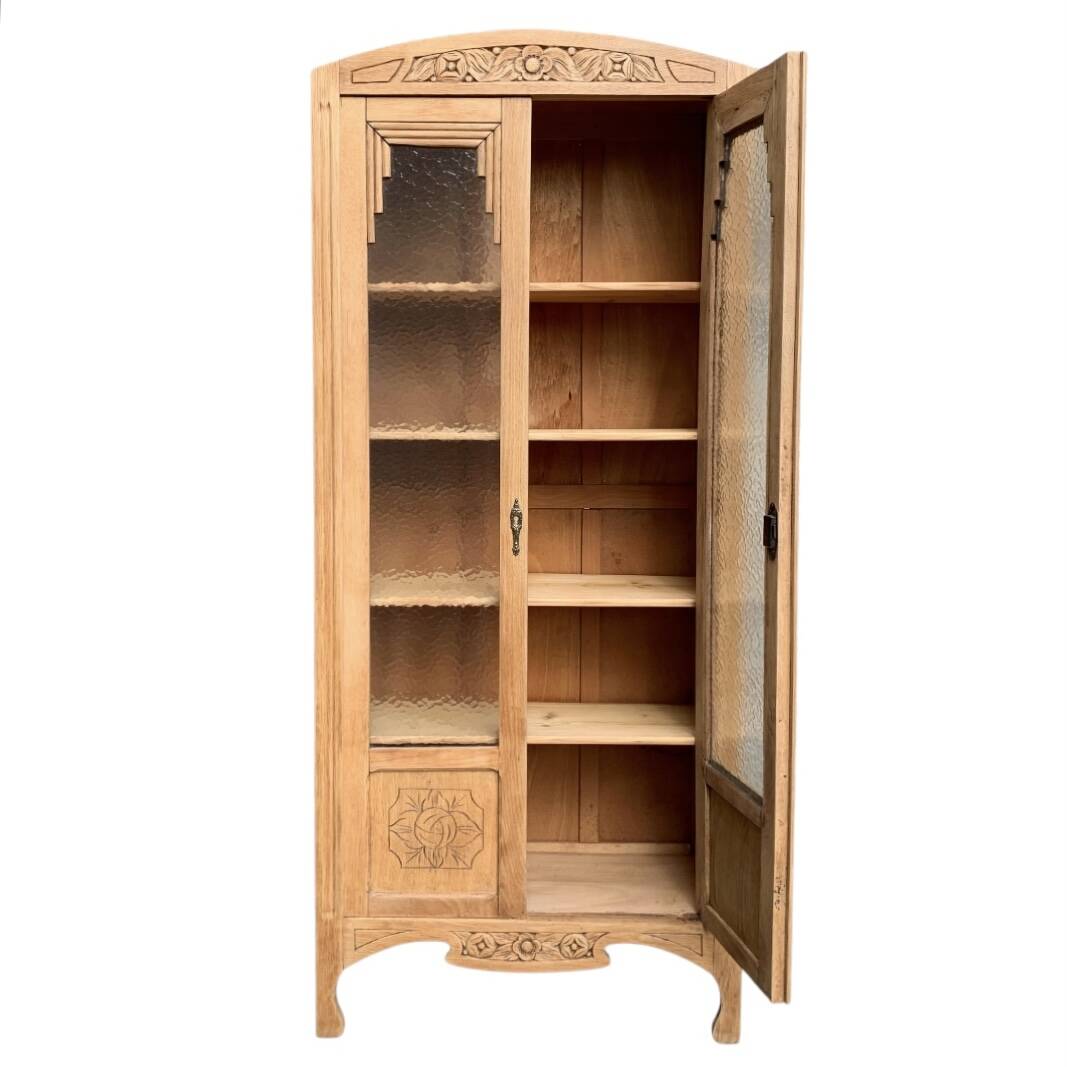 Parisian glass cabinet art deco raw wood 1930