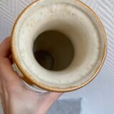 White and brown enamel vase Art Deco style