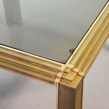 Solid Brass Square Coffee Table after Peter Ghyczy with Smokey Glass Top 70