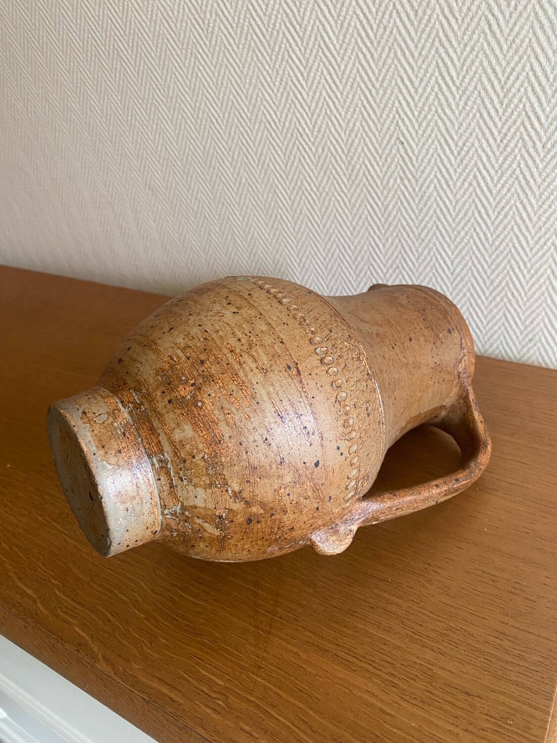 Stoneware carafe signed La Hulotte Caylus