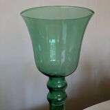 XXL tulip candle holder in blown green glass from the 1960s
