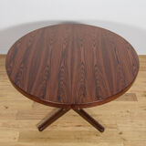 Mid-century round rosewood extendable dining table, Denmark, 1960s