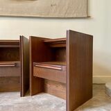 2 Scandinavian bedside tables in dark wood
