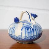 Chevrette pitcher in enamelled terracotta, terracotta gargoulette, folk art pottery, decoration