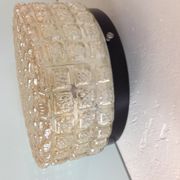 Round ceiling lamp in amber glass / vintage 60s-70s
