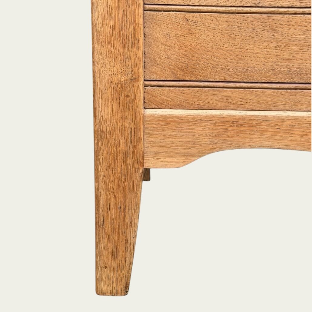 Parisian hotel wardrobe with bevelled mirror, solid raw oak, 1920.