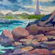 Original Swedish oil painting on panel "Coastal Scene" by D. Samuelsson