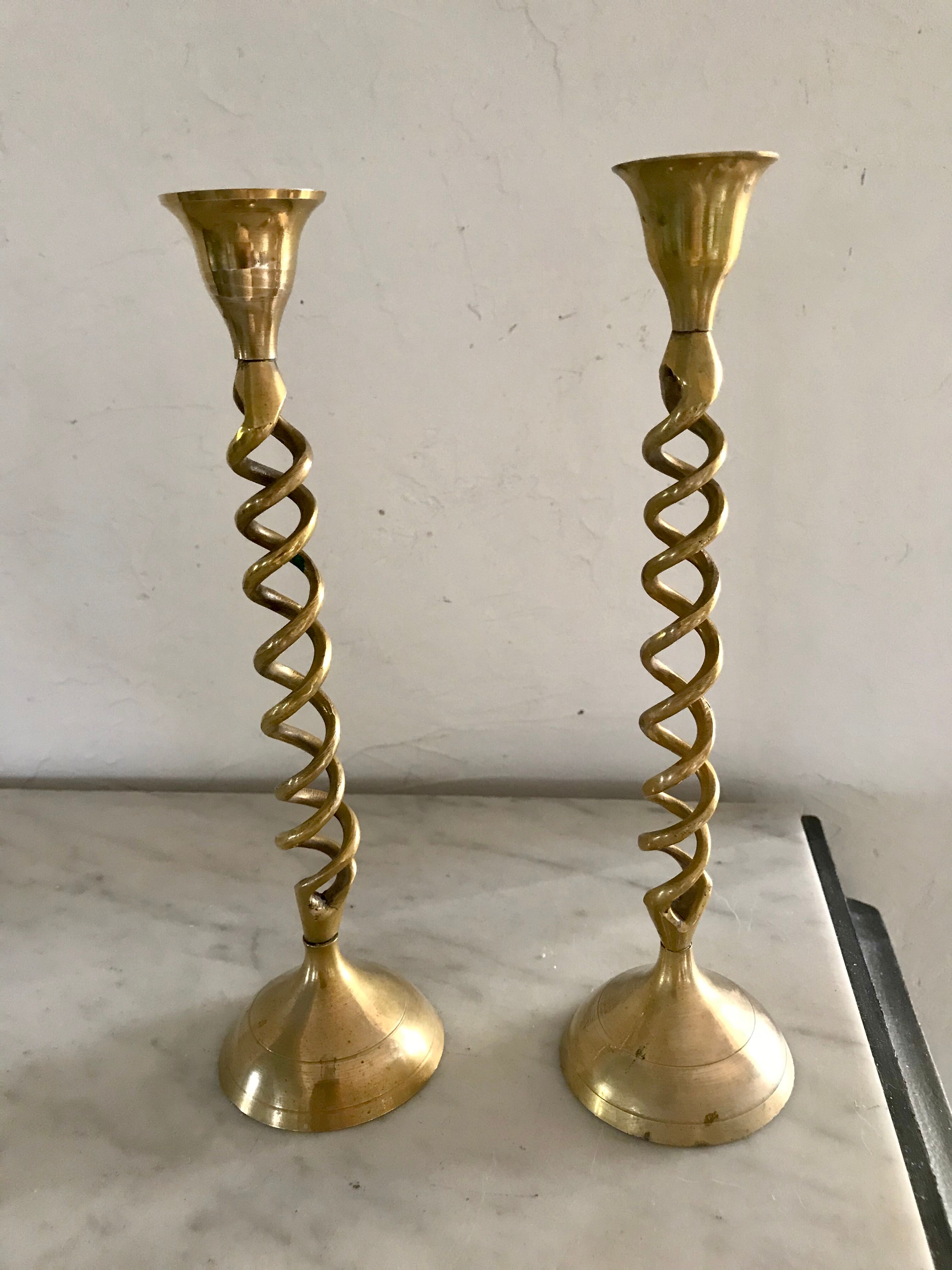 Pair of brass candlesticks