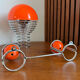 Patère double "Boule" Orange & Chrome  Space Age