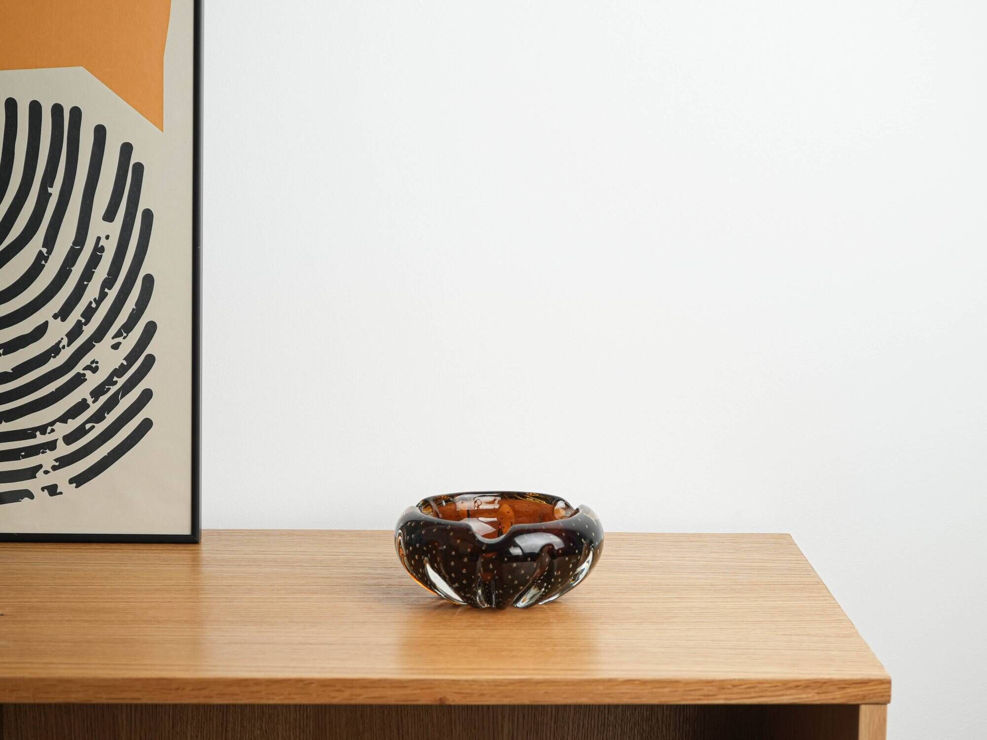 Glass platter in bullicante technique, Italian Modern design from the 1960s