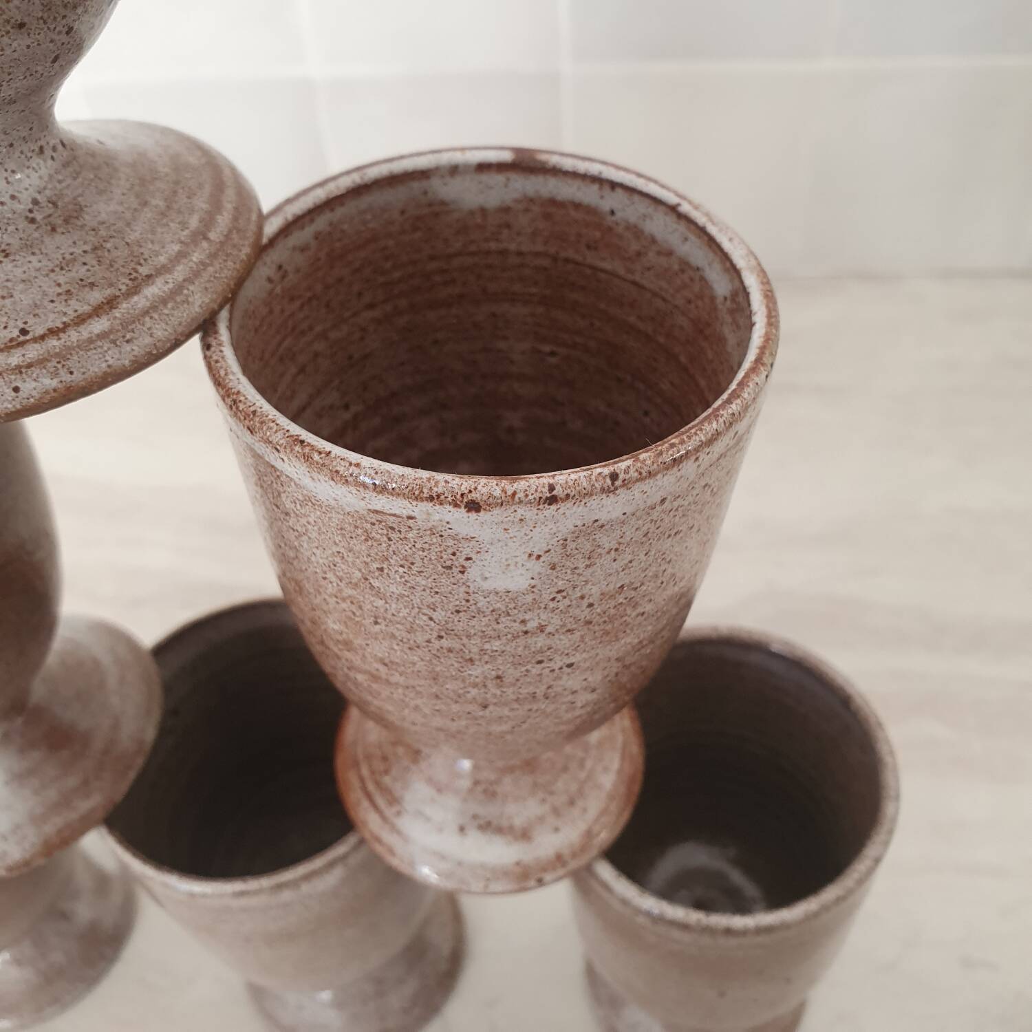 Signed stoneware cups or Mazagran