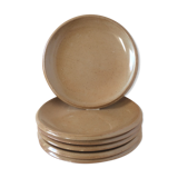 Lot of 6 plates dessert sandstone from Brenne France vintage 70s