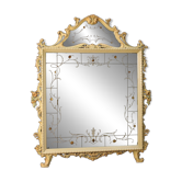 Miroir laqué italien avec décorations florales du 20ème siècle