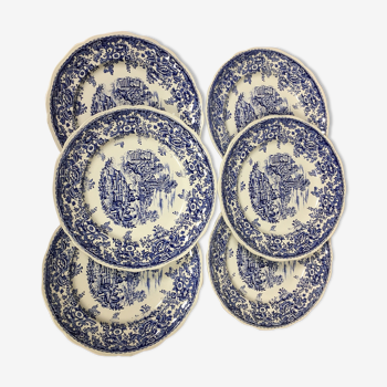 Assiettes plates Luneville KG bleues