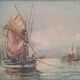 Old marine painting rigging at the port