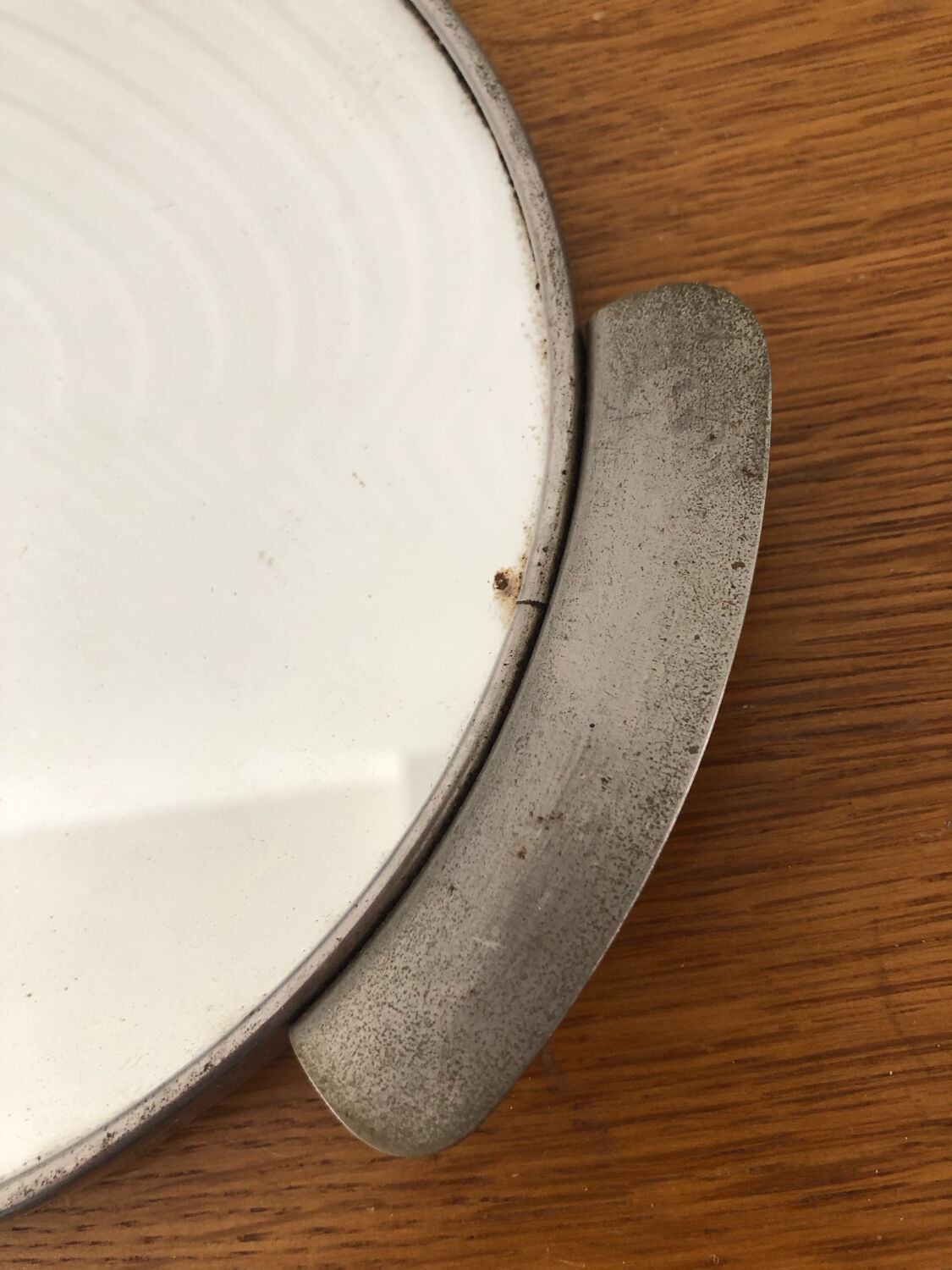 Vintage mirror and metal tray