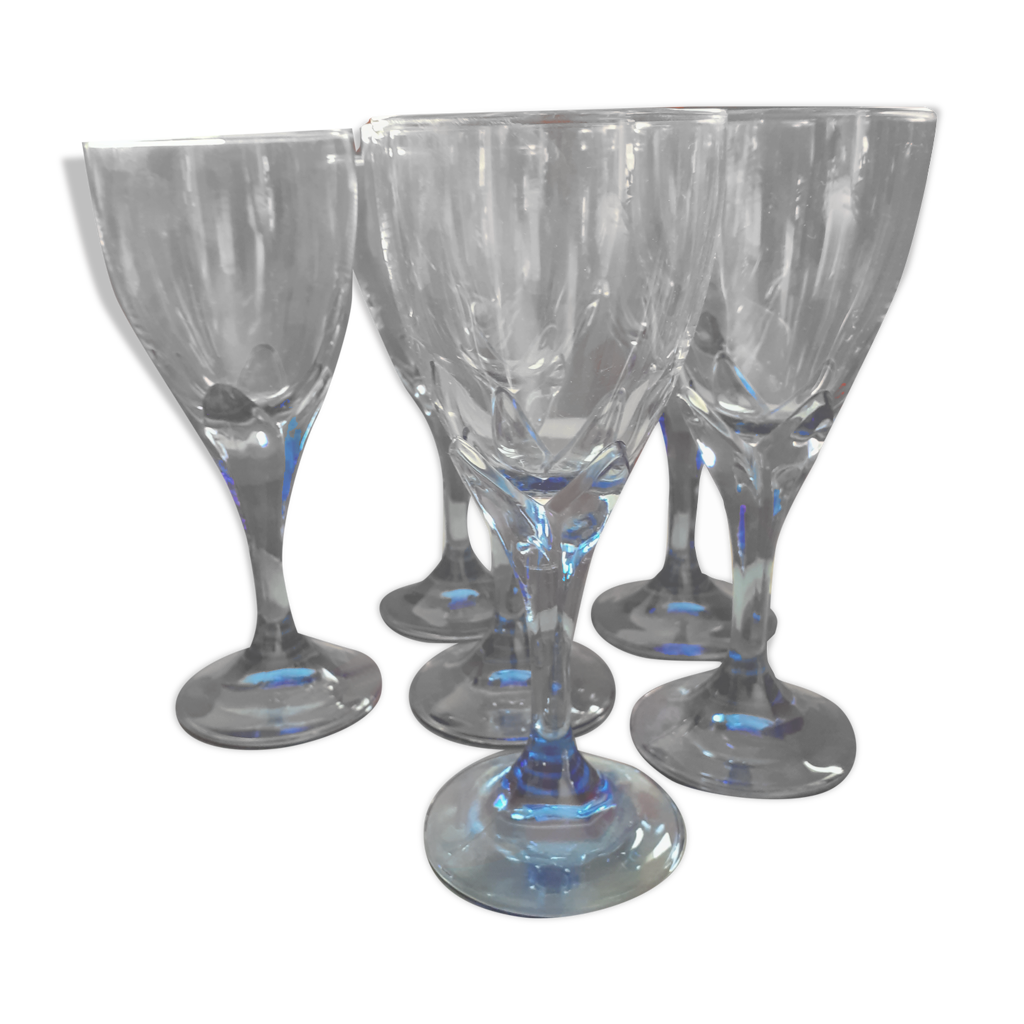 6 Grands verres bleus, Bormioli, Rocco. Verrerie italienne de luxe. |  Selency