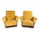 Fauteuils vintage 1950 en velours jaune