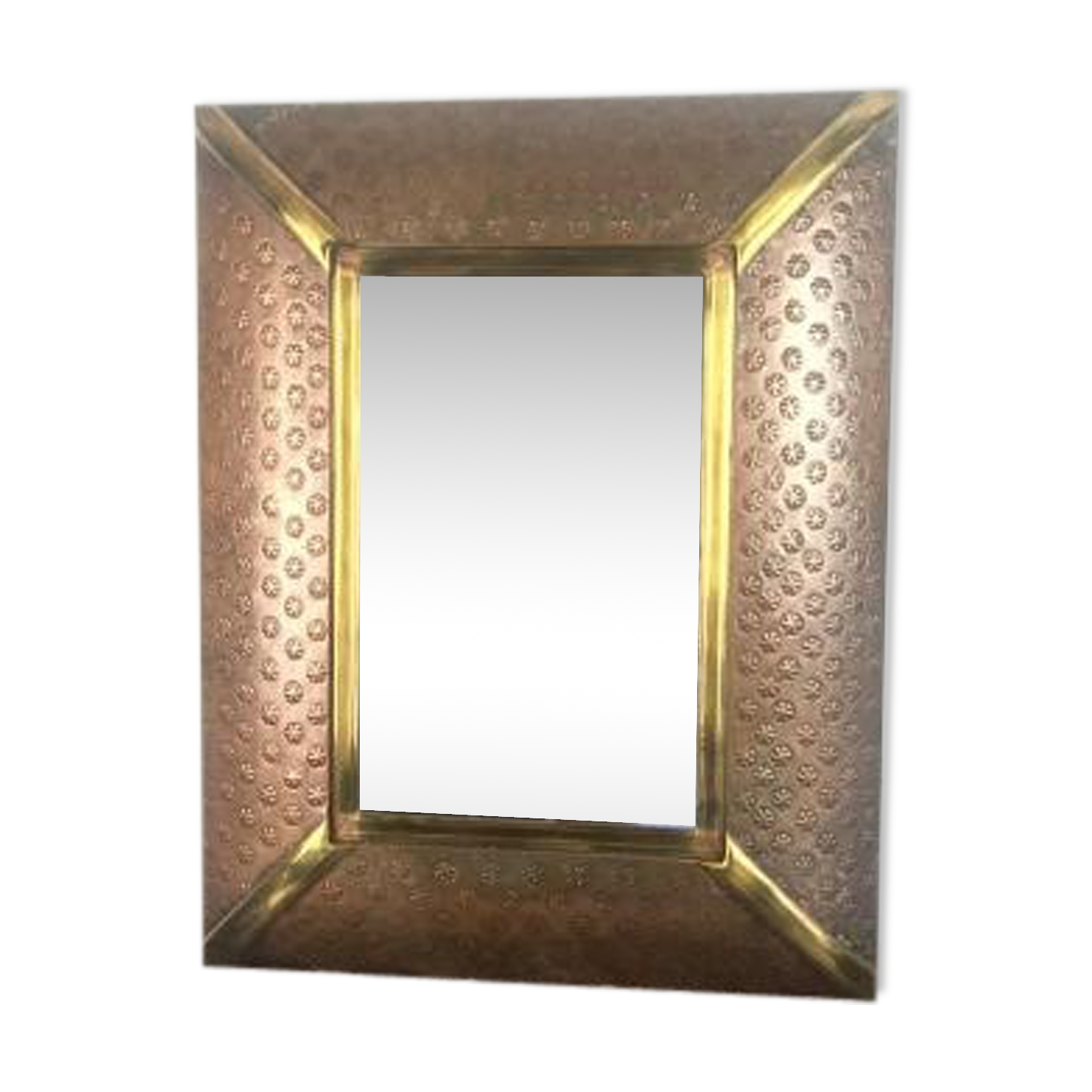 Mirror in metal and copper, dated around 1970 - 52 cm x 33 cm