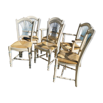 4 chairs and 2 armchairs