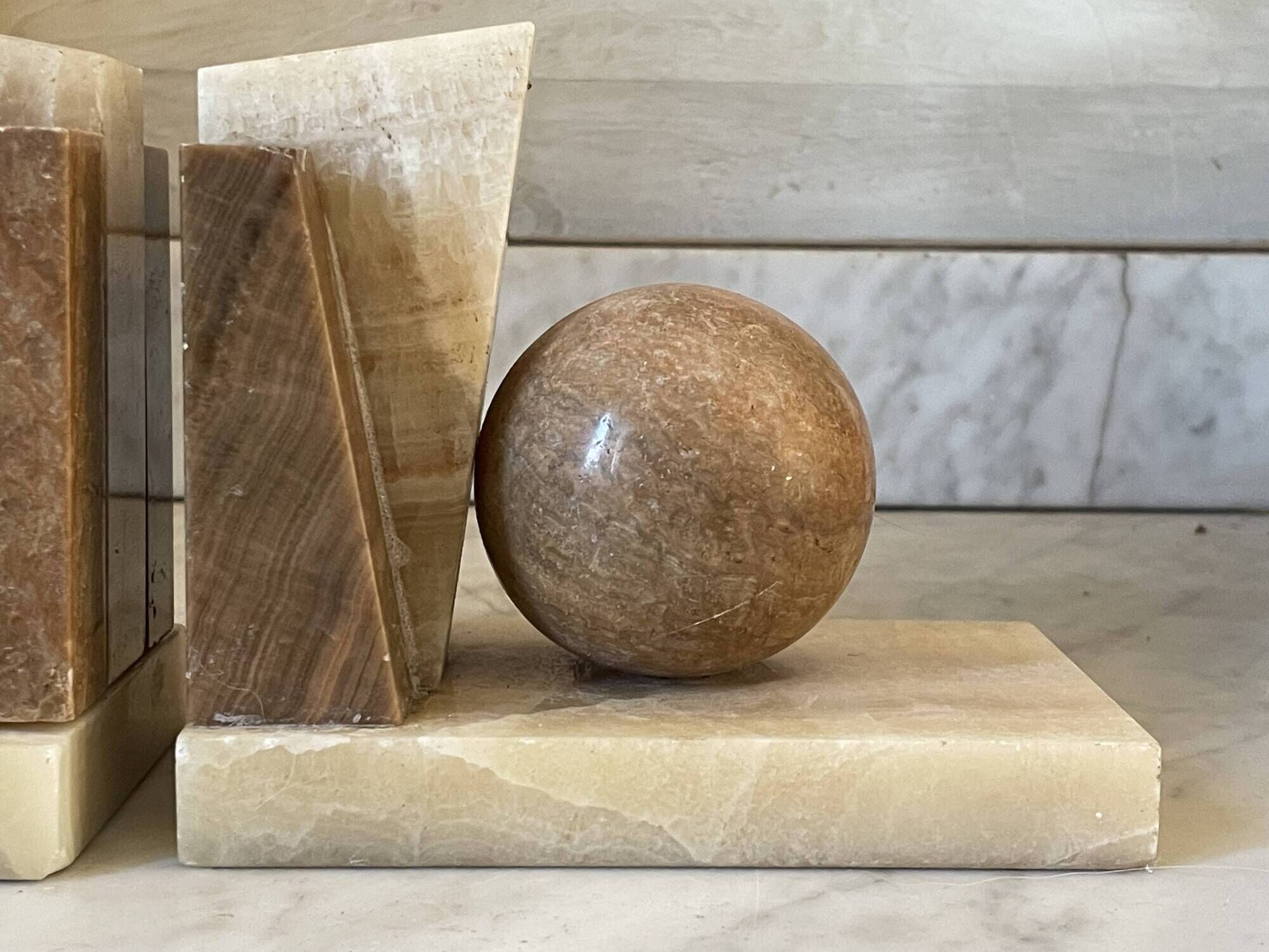 Pair of marble and onyx bookends