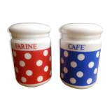 Lot of retro polka dot pots