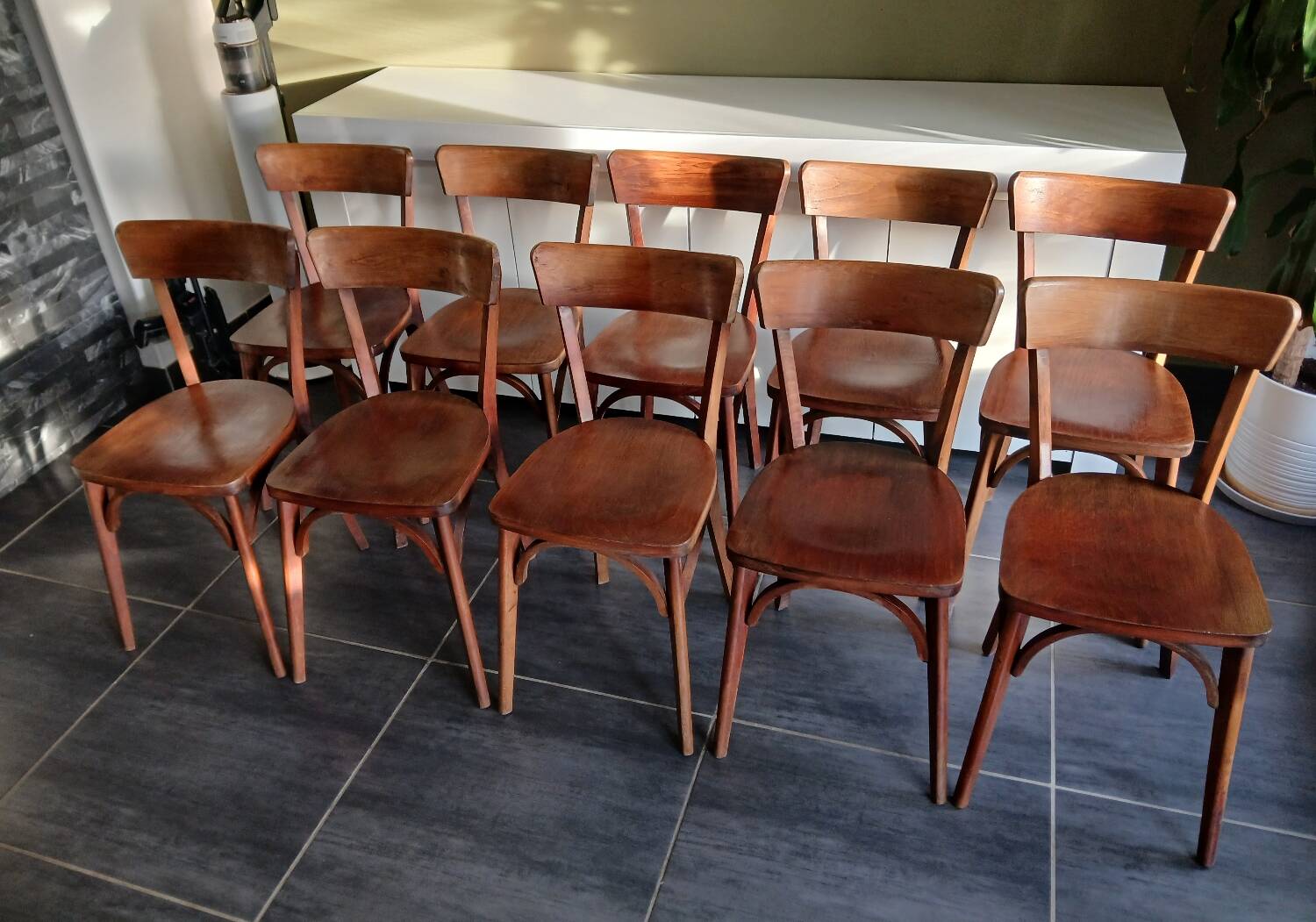 Set of 10 Luterma bistro chairs, 1960s.