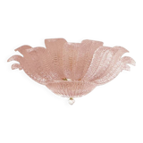 Contemporary Venetian Pink Graniglia "Leafs" Glass Flush Mount