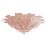 Contemporary Venetian Pink Graniglia "Leafs" Glass Flush Mount