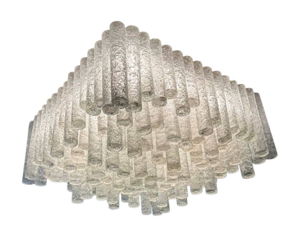 1960s/70s Chandelier Ceiling Lamp by Doria Leuchten Germany, Ice Glass