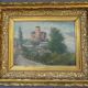Oil painting Landscape village and castle ruins by J. Bénezet, 1904 60 x 49 cm