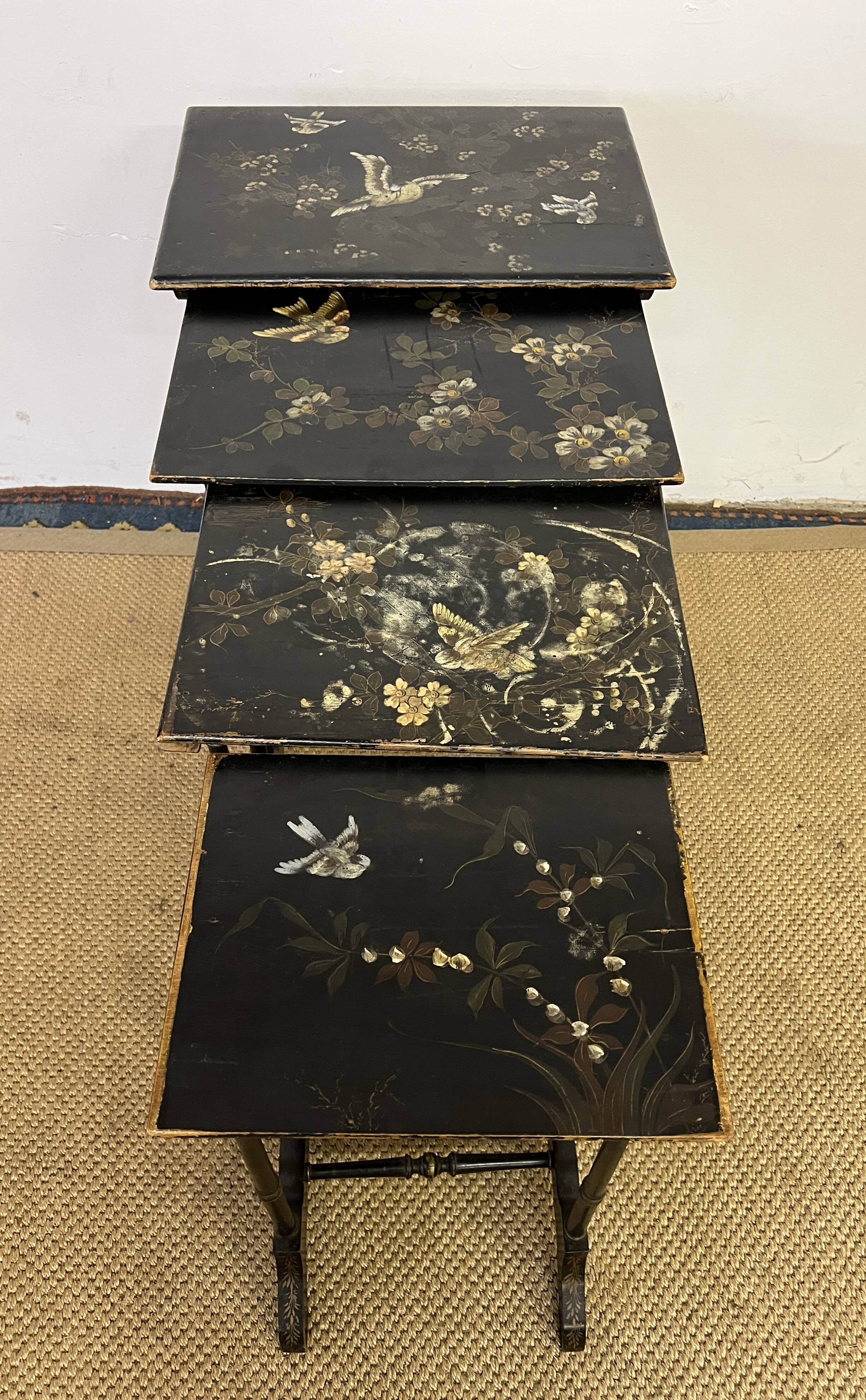 Set of 4 wooden nesting tables, Napoleon III