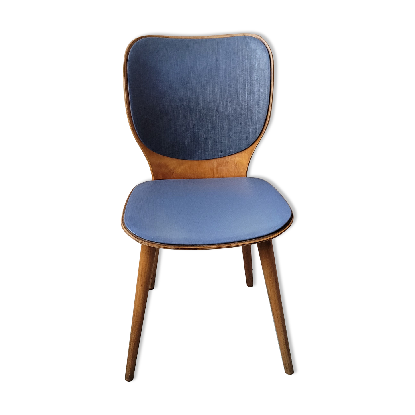 Baumann chair in vintage wood seat skai model N°800 Max Bill
