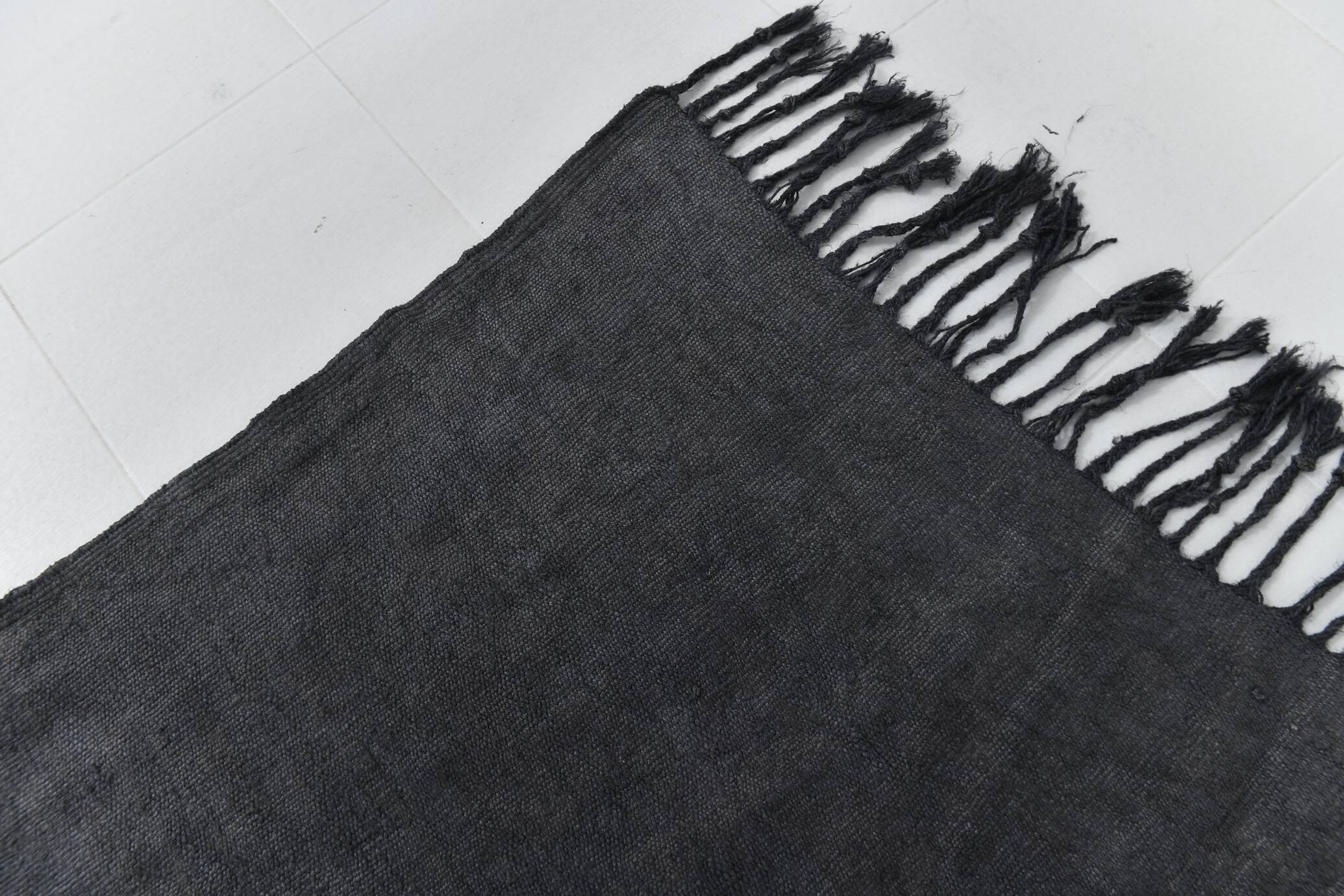 6x7 Charcoal Handwoven Anatolian Kilim Rug, 172x218 Cm