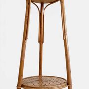 French Mid-Century Wood, Bamboo and Reed Plant Stand, 1960s