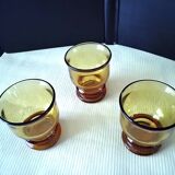 3 Vintage Amber Tumbler Glasses