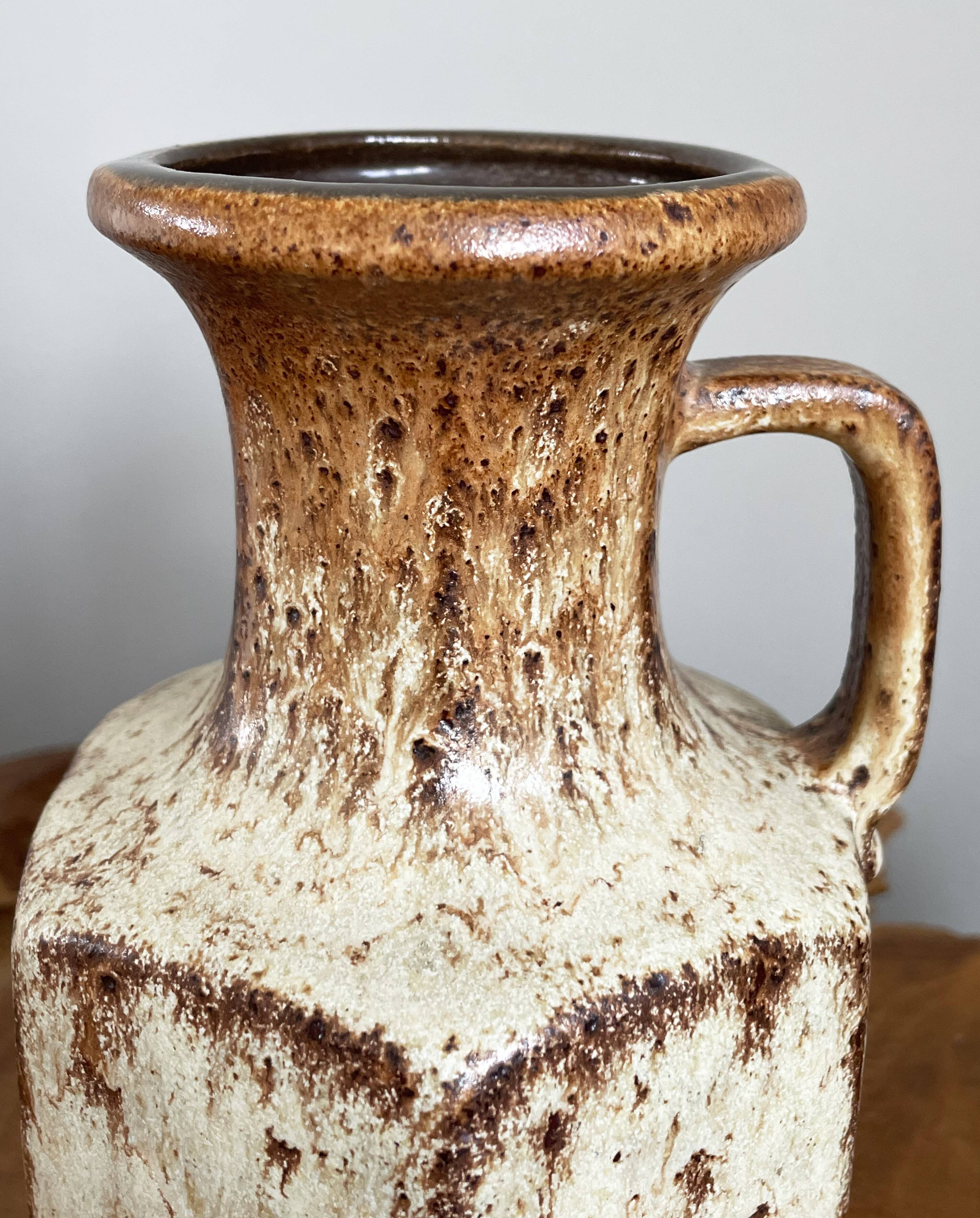 Vase brun-beige Scheurich 497-18, fat lava vintage, poterie d’art ouest-allemande (WGP)