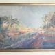 Vintage abstract landscape oil painting by Lars Falk, Sweden