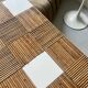 Large Audoux style coffee table in bamboo, rattan & ceramic, France 60