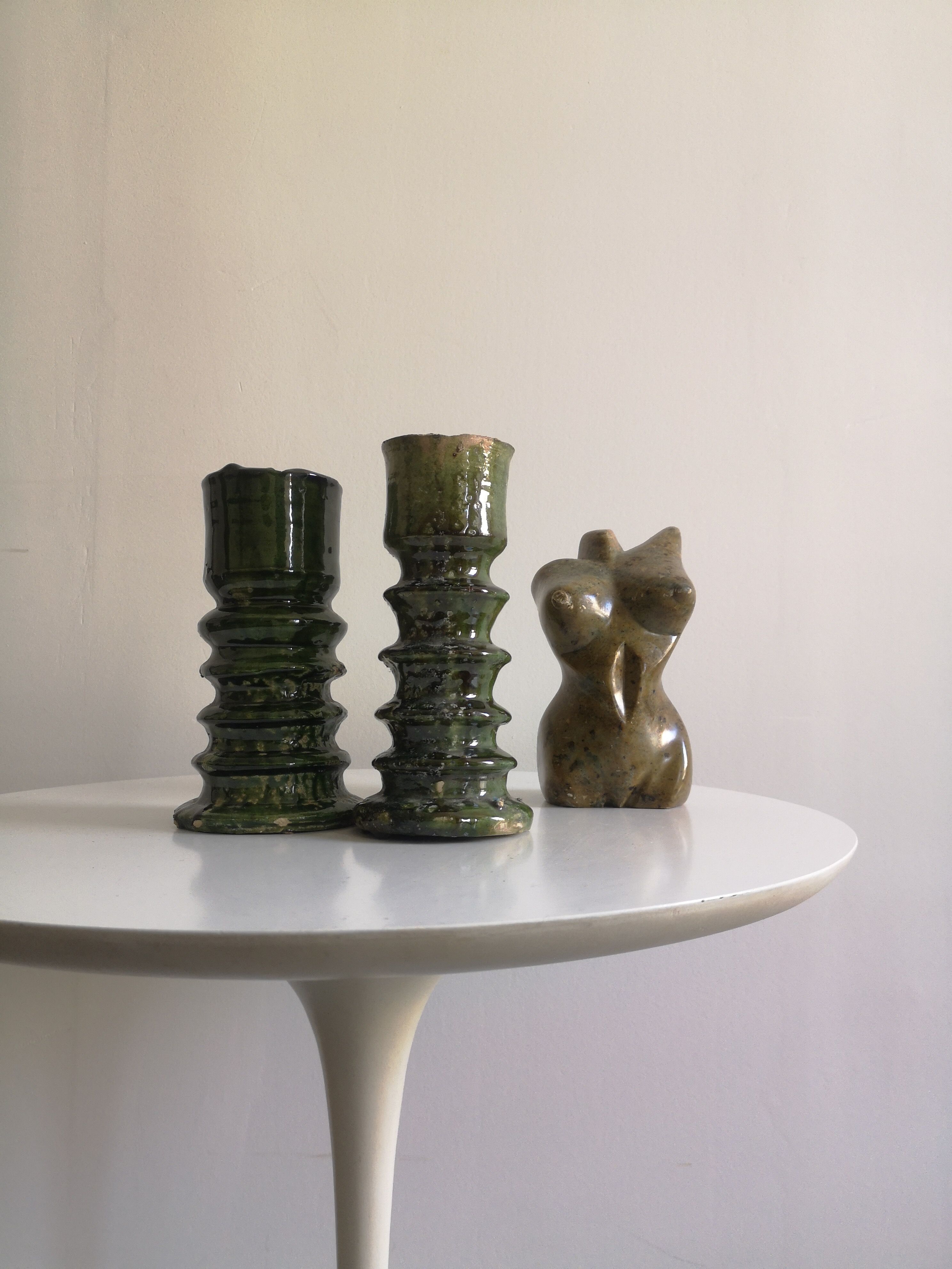 Enamelled ceramic candle holder, tamegroute